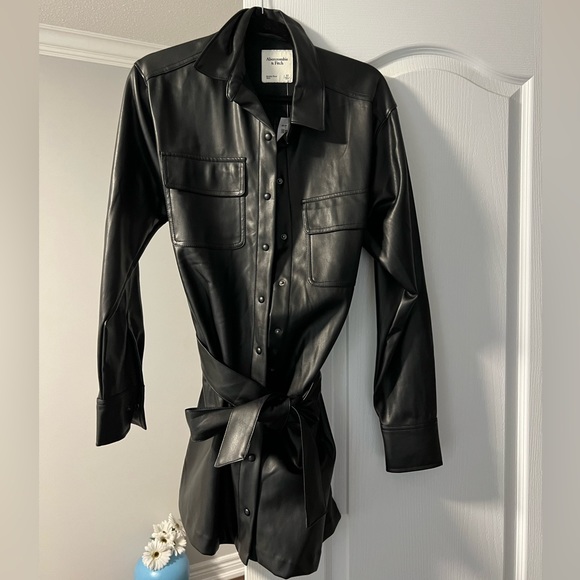 Leather collared dress - Picture 1 of 4